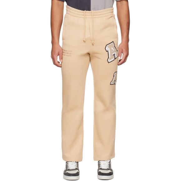 Axel Arigato Illusion Organic Cotton Lounge Pants Fleece Light Taupe Logo SZ XL